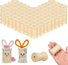 Thyle 60 Pcs Large Wooden Spools for Crafts 2 x 1.37 Inch Dowels for... 