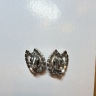 Vintage 1950s Smokey Grey Pear Cut Rhinestone Bracelet and Clip-on Earring Set — photo 5