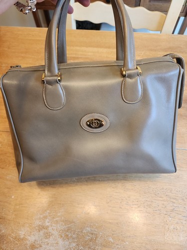 vintage Gucci handbag  gray leather interlocking G top handle