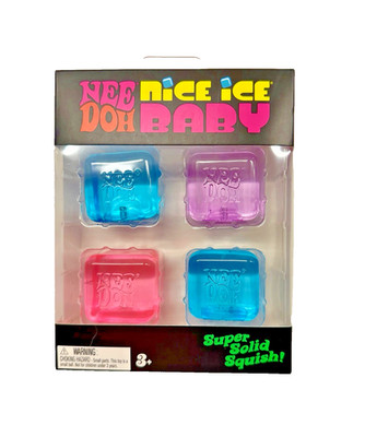 Schylling Nee Doh Nice Ice Baby Super Solid Squish Set of 4 Blue/Pink/Purple