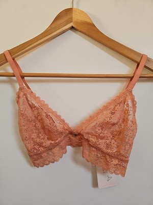 Lounge Loft River Island BH Bralet Blumen Spitze Pfirsich Größe 6 XS