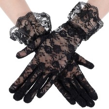 Tyqour Black Lace Gloves for Women - Elegant Tea Party  Opera Gloves for Wed...