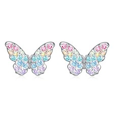 Gold Butterfly Earrings for Women,Butterfly Stud Stud Butterfly Rainbow