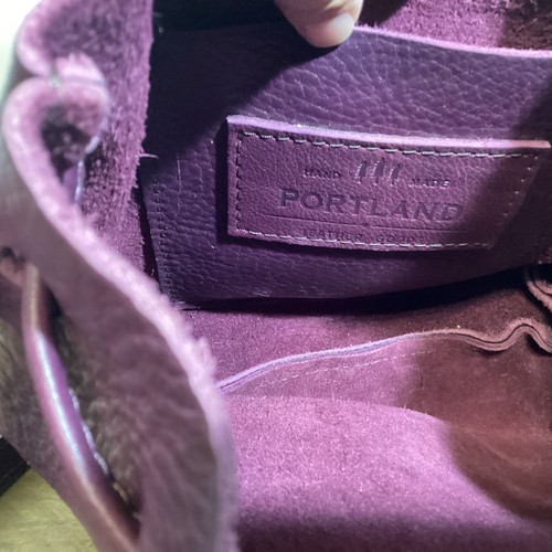 Portland Leather Goods Handmade Plum Dark Purple Small Bucket Bag - Picture 9 of 10