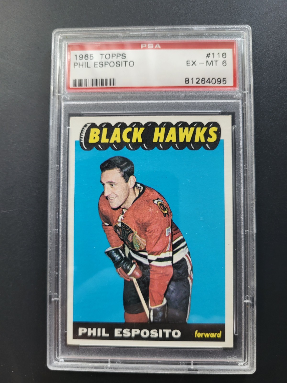 1965-66 Topps Chicago Blackhawks Phil Esposito RC #116 PSA 6  EX-MT Free Shippin