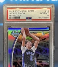 2024-25 Bowman University Chrome Cooper Flagg Refractor #16 Blue Devils PSA 10