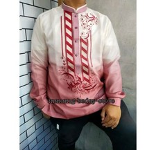 Barong Tagalog with linning pi a organza embroidery Old Rose XL 