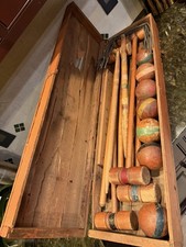 Antique Standard Wooden Croquet Set in Original Box