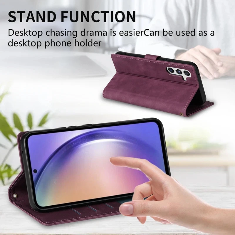 Magnetic Flip Wallet Leather Case Compatible with Samsung Galaxy A71 A54 A53 A52 - Image 3 of 4
