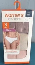 Warners Blissful Benefits Comfort Waist Dig Free Bikini Panties 3 Pack Plus 3X