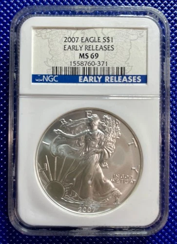 2007 ~ Silver Eagle S$1 ~ NGC MS69 ~ EARLY RELEASES ~ #1558760-371