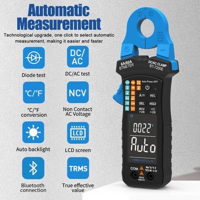 Stromzange 0.1A~60A AC DC Gleichstromzange Zangenmultimeter Phasenprüfung (Live)