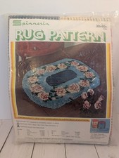 Vtg Spinnerin Rug Pattern 371 Latch Hook Ellie 30x40 Oval Floral Roses