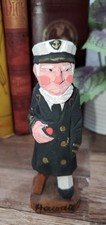 Vintage 4 1/2" Hand Carved Wood Figure Captain Peg Leg Fisherman Nautical