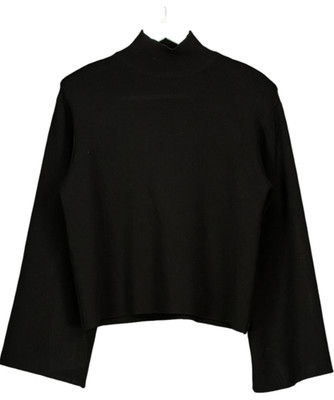 MARCELA LONDON Padded Shoulder Mock Neck Knit Black UK S/M