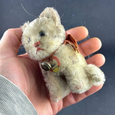 rare vintage antique STEIFF SUSI SMALL CAT miniature 10cm stuffed sitting bear