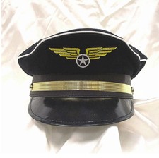 NAVY BLUE PILOT CAPTAIN HAT AVIATOR AIRPLANE AIR FORCE AIRLINE COSTUME CAP