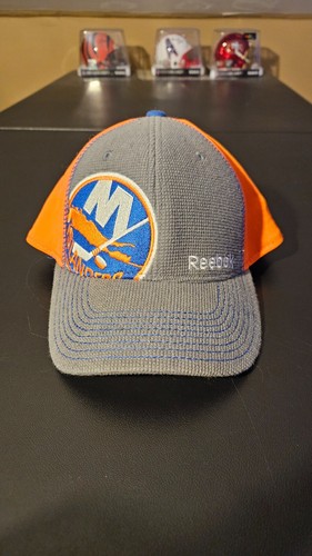 New York Islanders Reebok Fitmax L/XL Orange/Gray Hat Hockey