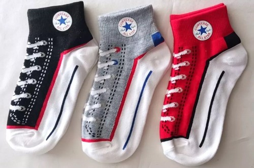 6 Pairs! Converse All Star Socks Quarter Ankle Socks Kids Unisex Fits Shoe 5y-7y - Picture 2 of 2