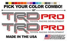Pair (2) 18" TRD PRO Stickers Decals, Fits Toyota Tacoma, Tundra, 4Runner, Truck