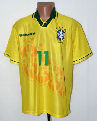 BRAZIL 1994/1997 HOME FOOTBALL SHIRT JERSEY #11 ROMARIO