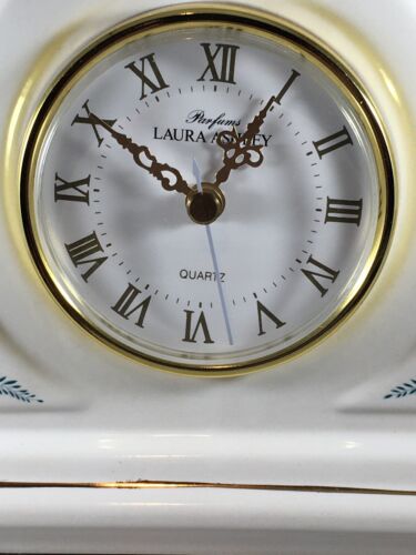 Laura Ashley Quartz Clock Parfums Ivory/Flower Gold Trim Mantle Battery Operated - Picture 2 of 12