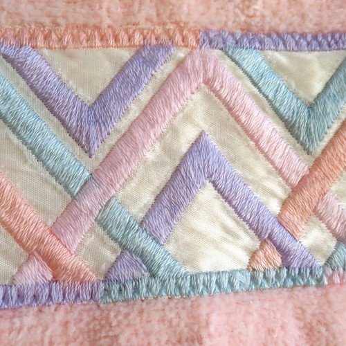 Bath Towel Set 8pc Bath Hand Washcloth Peach Embroidery USA Made Vintage 1987 - Picture 6 of 13