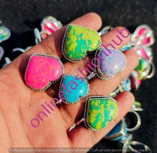 Buy Turquoise Gemstone 925 Sterling Silver Plated Heart Shape Rings Lot Jewelry