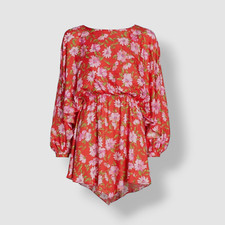 $425 Loveshackfancy Women's Red Anila Long Sleeve Minidress Size L