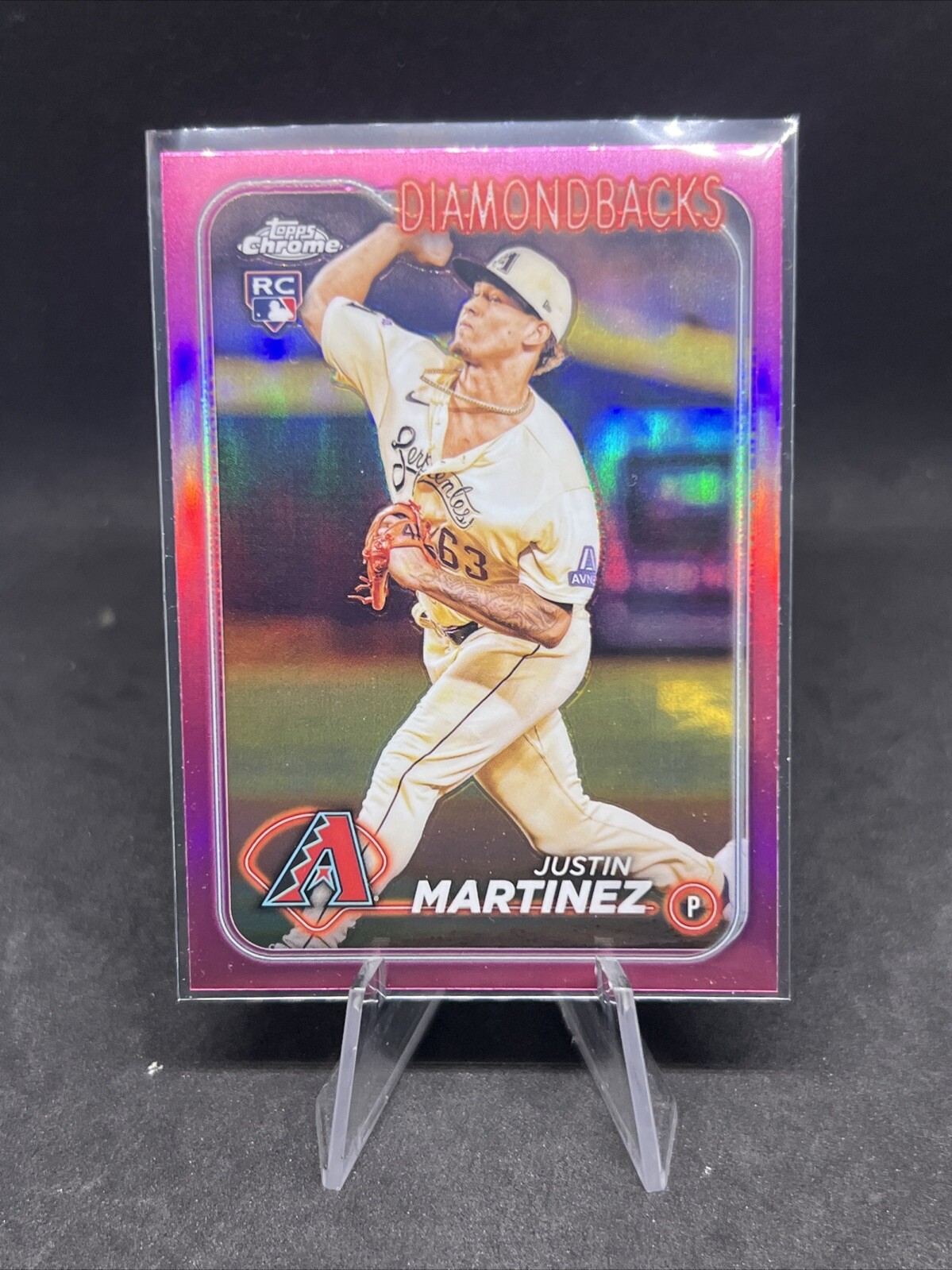 JUSTIN MARTINEZ 2024 Topps Chrome Diamondbacks Pink Refractor Rookie Card #159