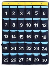 Numbered Pocket Chart Over Door Hanging Classroom Organizer for Cell Phones C...
