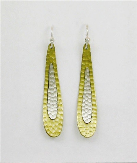 Far Fetched Sterling Silver /& Brass Hammered Diamond Dangle Earrings