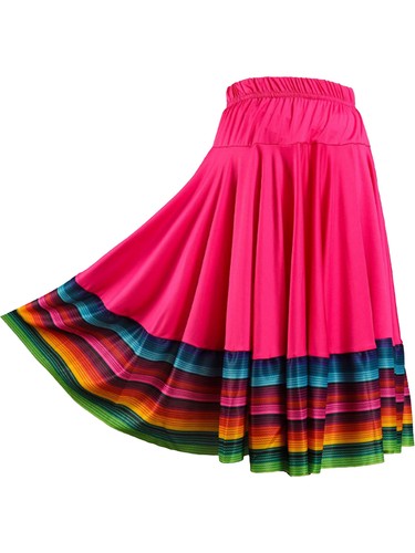 Womens Long Full Circle Folklorico Mexican Flamenco Performance Dance Skirts - Picture 162 of 173