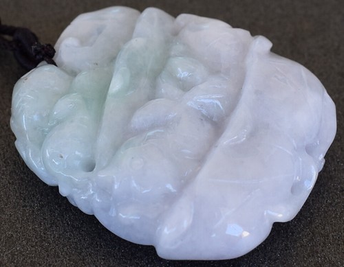 Certified 100% Natural Lavender Green A JADE JADEITE Fish Lotus PENDANT 00398 - Picture 2 of 9