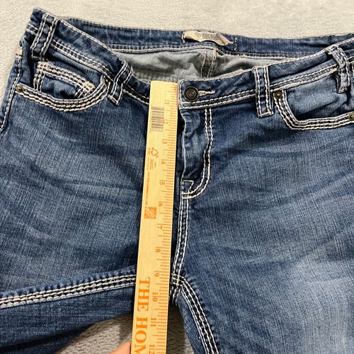 Rock & Roll Denim Trouser Jeans Womens 34x32* Blue Distressed Flare Wide Leg - Picture 12 of 13