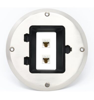 2 CAT6 Floor Box [Stainless Steel]