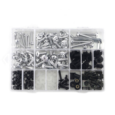 Kit Bulloneria Universale Per Carene Moto - Viti, Clip E Fermagli Neri