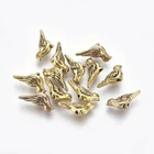 5 Tiny Bird Beads Charms Metal Antiqued Gold 3D 2 Sided Aviary Findings 14mm