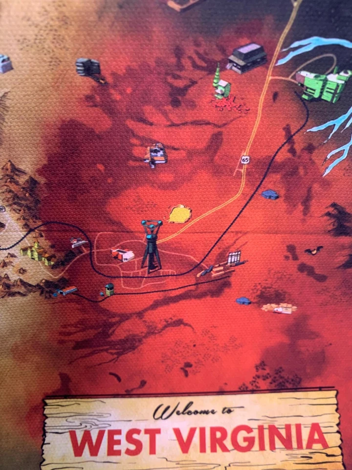 Fallout 76 Западная Вирджиния Пустошь Карта Фанатский Плакат Совершенно Новый - Изображение 2 из 4