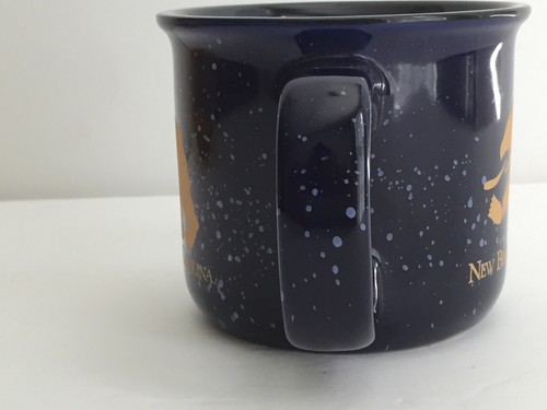 Nueva taza de café de cerámica Berna Carolina del Norte azul jaspeado logotipo de BERN BEAR 3 3/4" T - Imagen 2 de 7