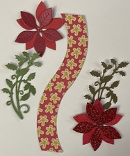 POINSETTIA BORDER Die-Cuts 7pc Winter Flower Holiday Christmas Card Making
