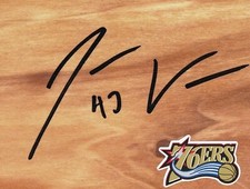 Philadelphia 76ers Jarvis Varnado Signed Floorboard COA