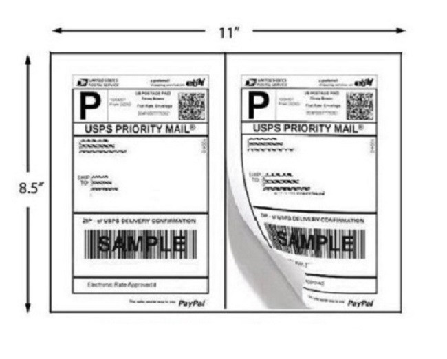 80 Small Shipping Labels With Yellow Backing - Self-Adhesive For PayPal, USPS, EBay