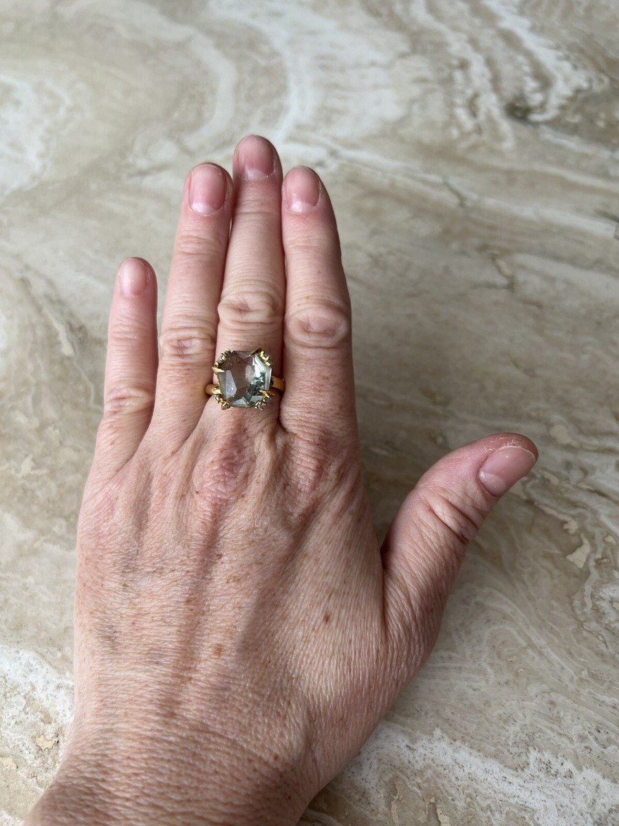 Alexis Bittar 18K Gold Clear Quartz, Sapphire Diamond Ring S Alexis Bittar 18K Gold Clear Quartz, Sapphire Diamond Ring S