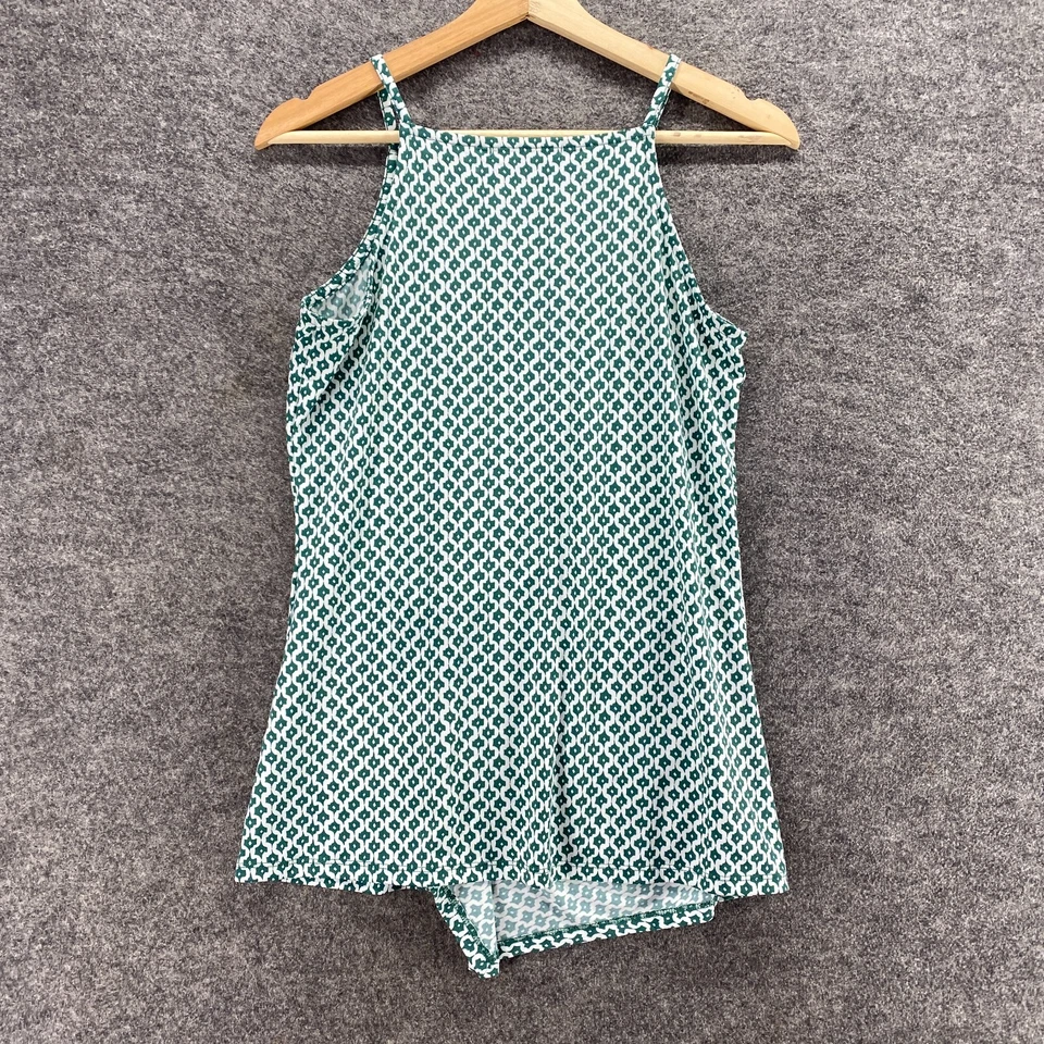 Blusa Banana Republic Mujer XS Verde Geométrica Sin Mangas Cuello Cuadrado Informal Foto 2 de 4