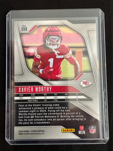 2024 Panini Prizm - Rookies Xavier Worthy #399 Base Prizm (RC) - Picture 2 of 2