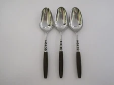 EKCO ETERNA EKS5 PATTERN BROWN FAUX WOOD HANDLE - Lot of 3 Tablespoons