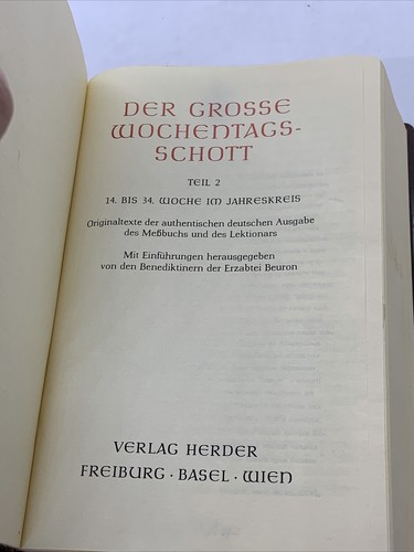 DER GROSSE WOCHENTAGS-SCHOTT, Teil 2 1976 German Text Missal 14th-34th Week - Picture 7 of 12