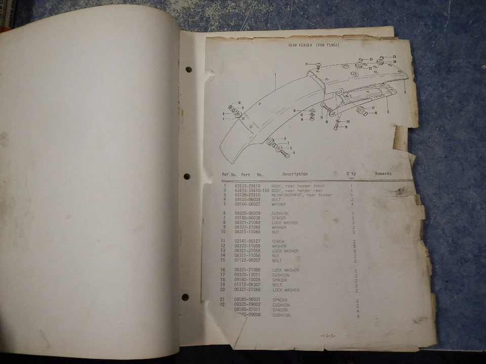 Suzuki TS90 1972 Honcho Hustler TC90 Blazer catálogo de piezas manual 72 71 70 TS TC Foto 2 de 4
