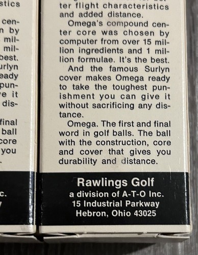 Vintage Omega Golf Balls Lot 3 Packs Rawlings Golf New (9-Balls) - Afbeelding 7 van 13